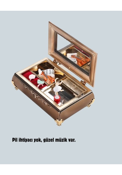 Balerinli Müzikli Takı Kutusu Piyano Tasarım  Kız Çocuk