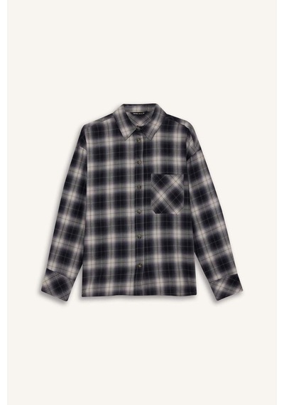 Defacto Oversize Geniş Kalıp Kareli Flanel Uzun Kollu Gömlek G0502ax25aunv173 Lacivert Defacto Oversize Geniş Kalıp Kareli Flanel Uzun Kollu Gömlek G0502ax25aunv173 Lacivert