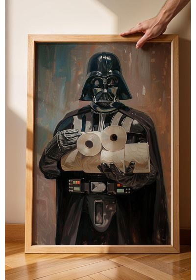 Tuvalet Kağıdı Tutan Darth Vader Çerçeveli Tablo - Wc Tuvalet İçin Tablo