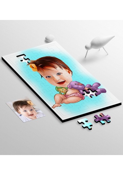 Kişiye Özel Bebek Karikatür 104 Parça Ahşap Puzzle - 2