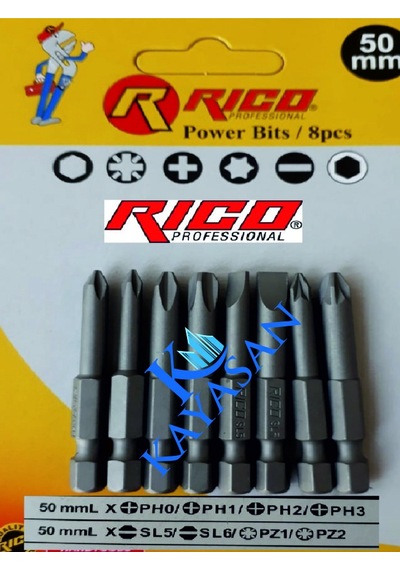 Rico Power Bits Set 8 Parça 50 Mm Duz Yıldız