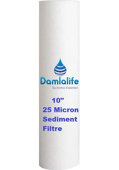 Damlalife 10"Inç 25 Micron Sediment Spun Elyaf Filtre 25 Adet