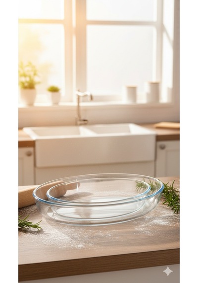 Masterchef Elite 2'li Sade Oval Servis Tabağı,salata Kasesi, Sunumluk, Tabak Ve Fırın Kabı Saydam