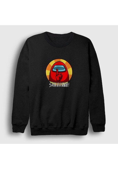 Presmono Unisex Shhh Among Us Sweatshirt Siyah