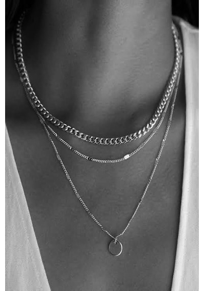 X-Lady Accessories Pullu Katlı Zincir Kadın Kolye Gümüş Altın