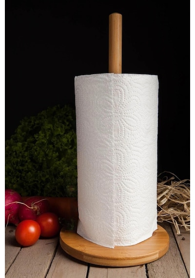Bambu Kağıt Havluluk, Rulo Kağıt Havlu Tutacağı, Dekoratif Peçetelik 120 X 260 Kahverengi Bambu Cn N Yuvarlak