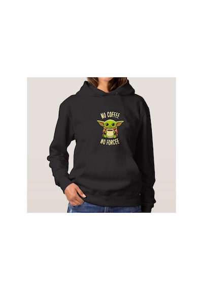 Blackjack Giyim Siyah No Coffee No Forcee Baskılı Kadın Erkek Kapşonlu Sweatshirt Siyah-kapsonblackjack-20023