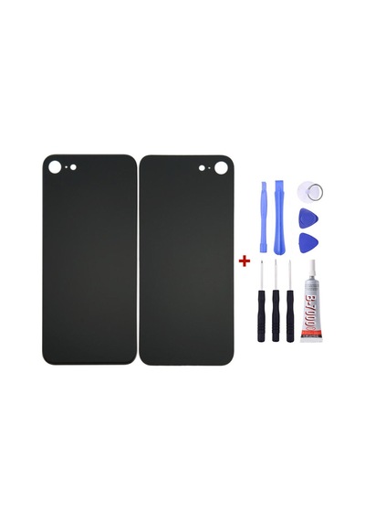 Apple Uyumlu iPhone 8g Siyah Arka Cam Kapak Pil Kapağı Tamir Set B7000 Set Siyah
