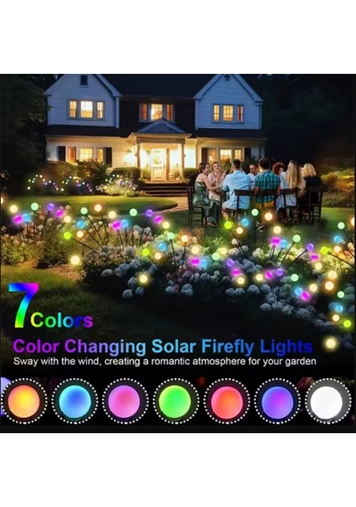 Solar 8 Top Çok Renkli Ateş Böceği Led Bahçe Aydınlatma Solar Bahçe Süsü Çok Renkli