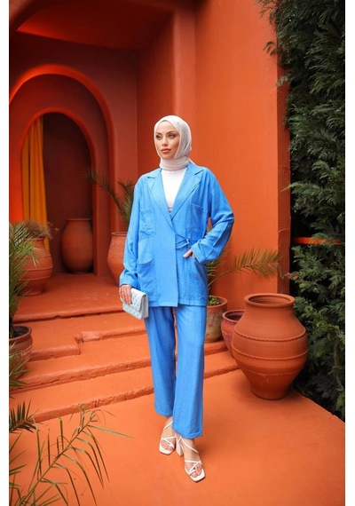 Olla Collection Bağcıklı İkili Takım Mavi