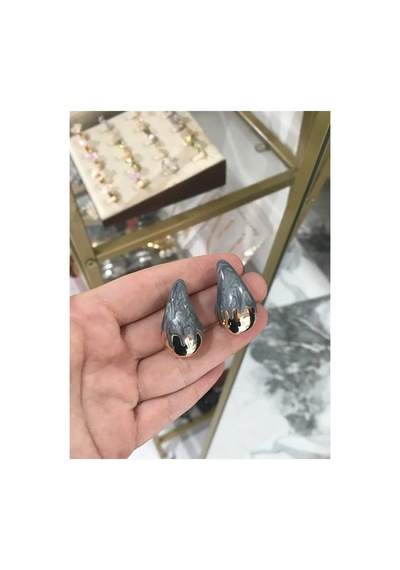Vip Seri Gold Detaylı Küpe Altın