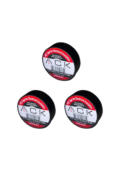 3 Adet Ack Siyah İzole Bant 0.13x19mmx8yds