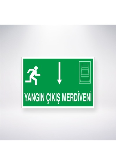 Yangın Çıkış Merdiveni Altta 21x28 Arkası Yapışkanlı Sticker