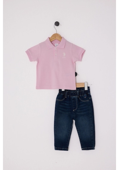 U.S. Polo Assn. U.s.polo Kız Bebek 2li Tshırt Takım - Toz Pembe