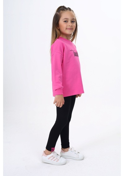 Toontoy Kids Toontoy Kız Çocuk 2'li Takım Baskılı Bisiklet Yaka Sweatshirt & Basic Düz Tayt Fuşya Toontoy Kids Toontoy Kız Çocuk 2'li Takım Baskılı Bisiklet Yaka Sweatshirt & Basic Düz Tayt Fuşya