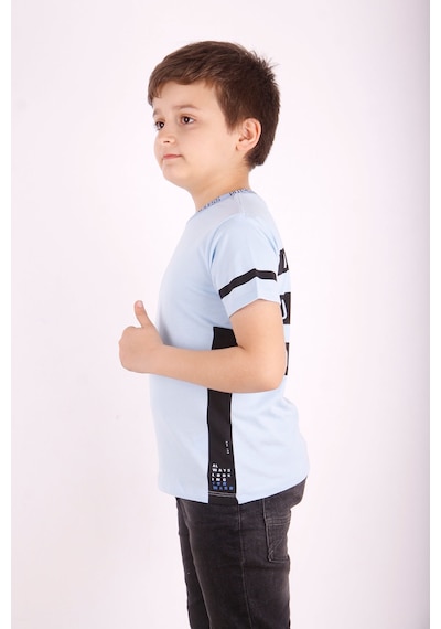 Toontoy Kids Toontoy Erkek Çocuk Yaka Ve Arkası Baskı Detaylı Tişört Mavi