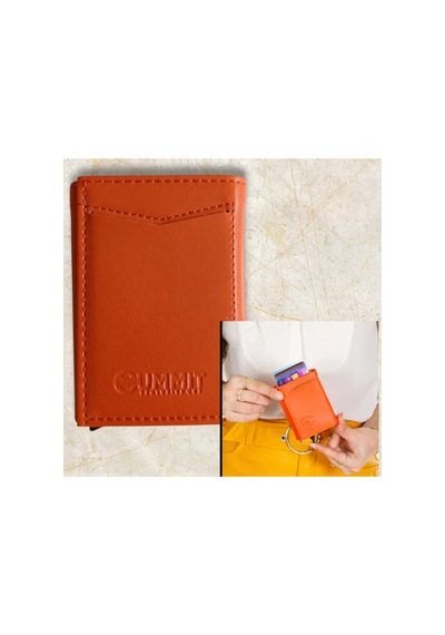 Organıcyou Yıwushı Otomatik Mekanizma Kartlık Unisex 9 Kart Bölme Pu Deri Yüksek Kaliteli Turuncu