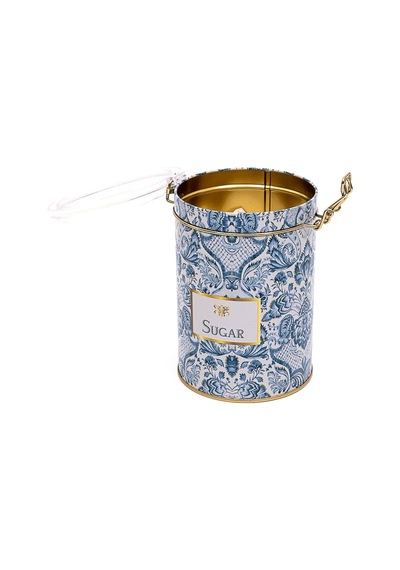 Azulejos Sugar Desenli Kilitli Kapaklı Yuvarlak Metal Kutu, 10.5 X 15 Cm, 1.1 Lt