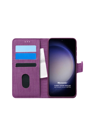 Samsung Galaxy S23 Plus İçin Kılıf Fabric Book Wallet Mor Galaxy S23 Plus İle Uyumlu Kılıf - Mor Çok Renkli