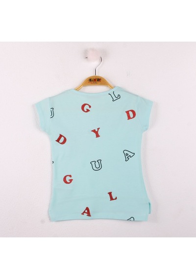 Toontoy Kids Kız Çocuk Tişört Uğur Böceği Nakışlı Mint Yeşili