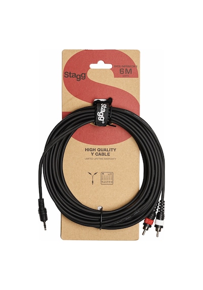 Stagg Syc6/mpsb2cm E Y Ses Kablosu 6 Metre 3.5 Mm Stereo Mini Jack - 2 X Rca Erkek