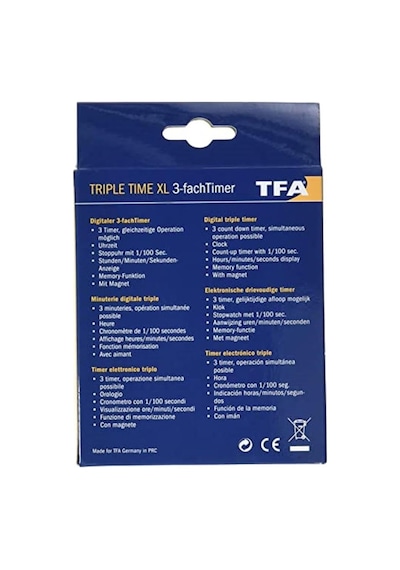 Tfa Dostmann Triple Xl, Dijital 3 Kademeli Zamanlayıcı, 38.2023, Saatli, Hafıza Fonksiyonlu, Kronometreli, Siyah, U 1
