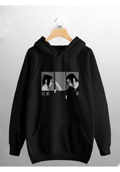 Macklin Unisex Kadın Erkek Uchiha Itachi Naruto Anime Baskılı Sweatshirt Siyah Mck0778 Siyah