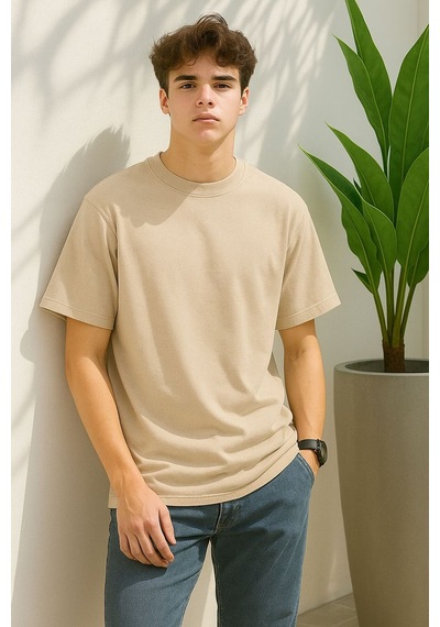 Bnrq88 Unisex Tişört Bej