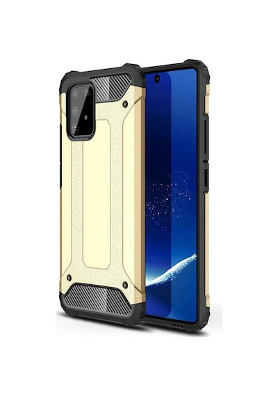 Kilifone - Samsung Uyumlu Galaxy A91 S10 Lite - Kılıf Çift Katman Zırh Tank Crash Military Kapak - Gold