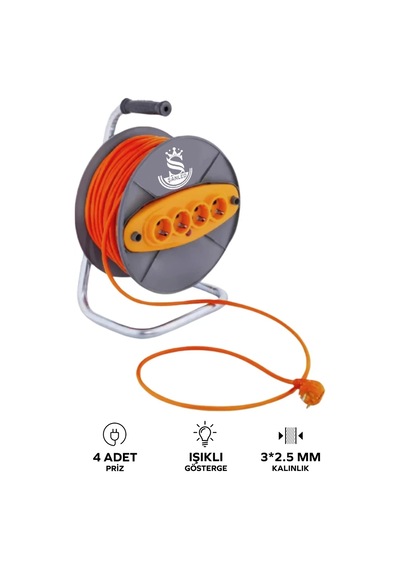 Makaralı 3x2,5 Mm 4 Prizli Seyyar Kablo 20 Metre Diğer