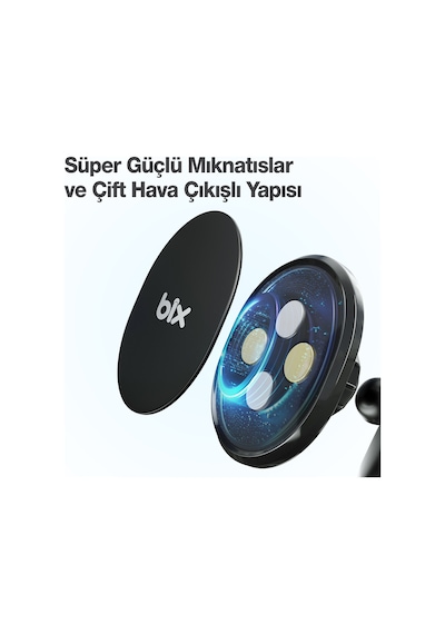 Bix Bxch6 Çift Havalandırma Klipsli 360 Araç İçi Telefon Tutucu