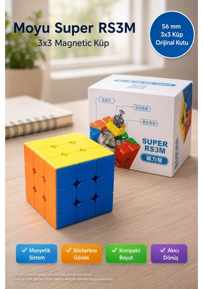 Manyetik 3x3 Zeka Küpü Moyu Super Rs3m Stickerless Speed Cube Hız Küpü Akıcı Dönüş Mf8829 5,6 Cm