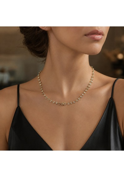 Oval, Damla Ve Baget Form Şeffaf Taşlı Kadın Kolye 40 45 Cm 14k Renkli