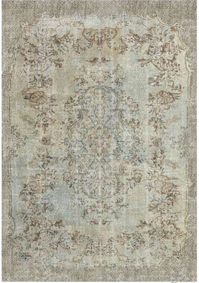 Çam Halı Gloria Td116 Bej Vintage Eskitme Desen Dokuma Saçaklı Kilim