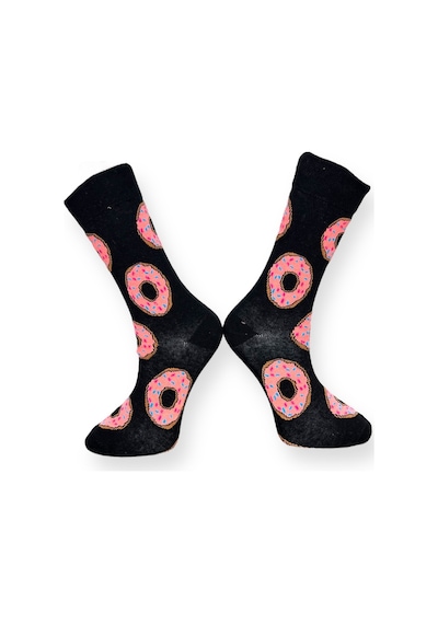 Me-vo Tekli Siyah Renkli Unisex Esnek Nem Alabilen Pamuklu Donut Desenli Soket Çorap Siyah