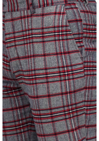 Wessi Ekose Desenli Slim Fit Koyu Mavi Erkek Pantolon Koyu Mavi