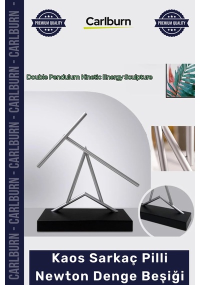 Özel Üretim Modern Ofis Dekorasyon Kinetik Sanat Heykeli 40 Cm Kaos Sarkaç Pilli Newton Denge Beşiği