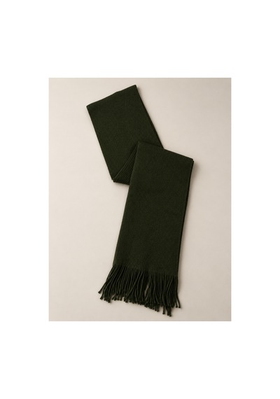 Aydincapqa Unisex Selanik Örgü Görünümlü Triko Atkı Püsküllü Kışlık Boyun Atkısı 165x20 Haki - 944087051 Haki