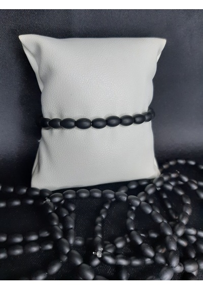 Mryart Doğal Oniks Taşı Bileklik Mat Siyah Unisex Enerji Ve Şıklık Bir Arada