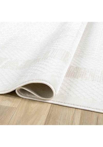 Krem Bej Geometrik Desenli Modern Halı - Ng511bv Beyaz