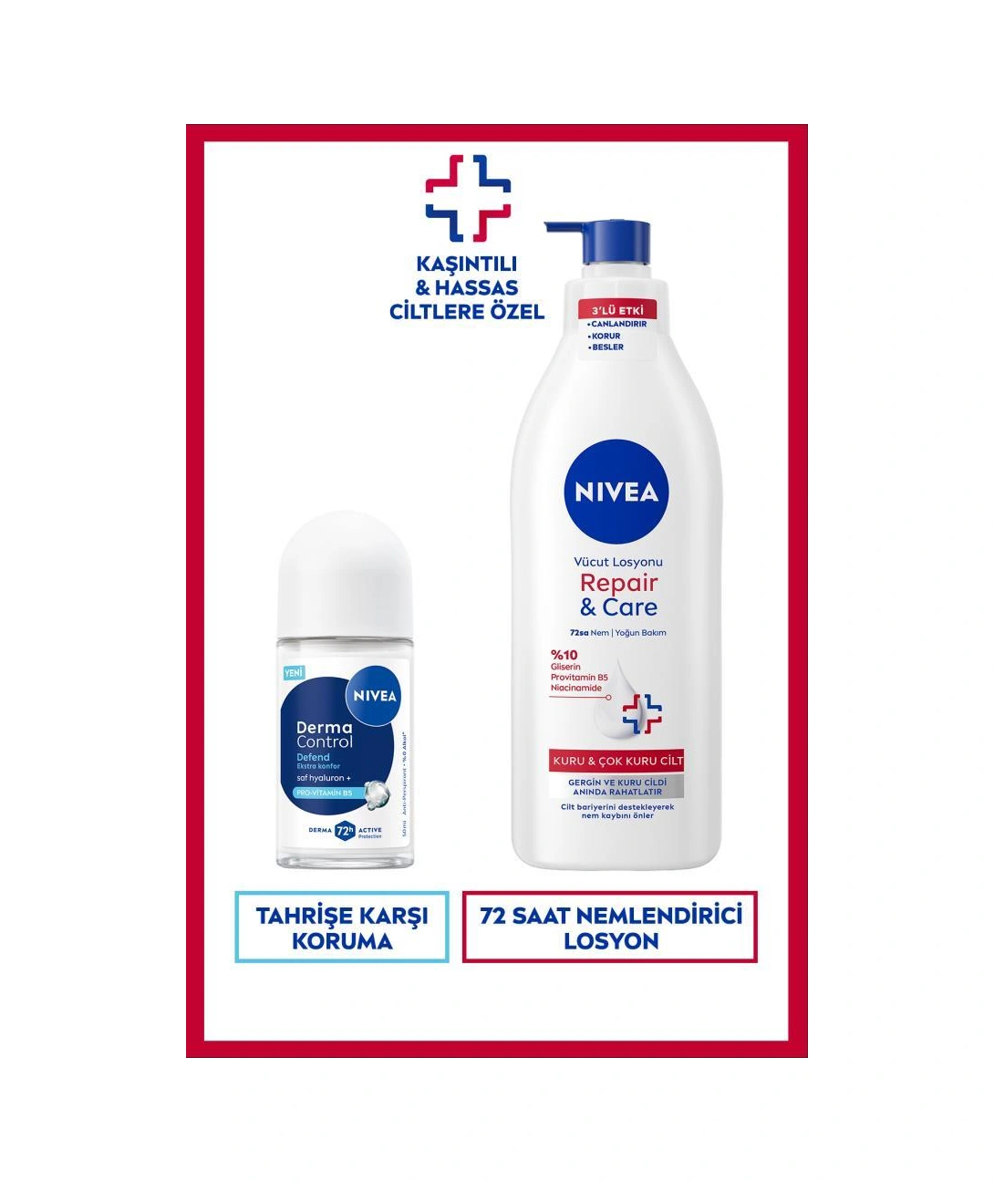 Kadın Roll-on Deodorant Derma Control Defend 50ml Ve Repair&care Nemlendirici Vücut Losyonu 400ml