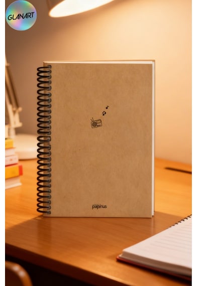 Spiralli 100 Yaprak Çizgili Orta Boy Sert Kapak Defter Kraft Kağıt 16x23 Cm