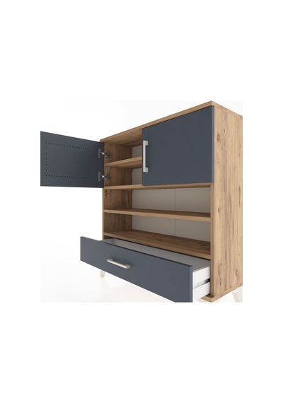 Arges Şifonyer 4 Raflı Tek Çekmeceli 2 Kapaklı 88x30x96 Çam-antrasit Atlas Çam Arges Şifonyer 4 Raflı Tek Çekmeceli 2 Kapaklı 88x30x96 Çam-antrasit Atlas Çam
