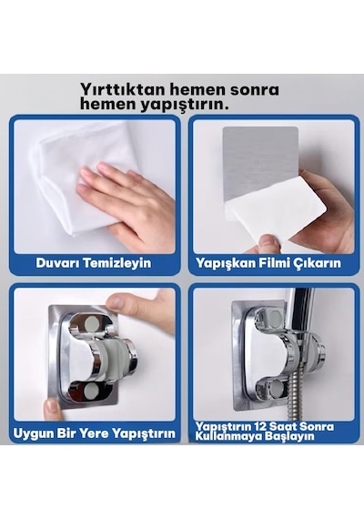 4'lü Set 6 Fonksiyonlu Filtreli Duş Başlığı +3 Adet Yedek Filtre+ 150 Cm Duş Hortumu + Siyah Yapışkanlı Askı Diğer