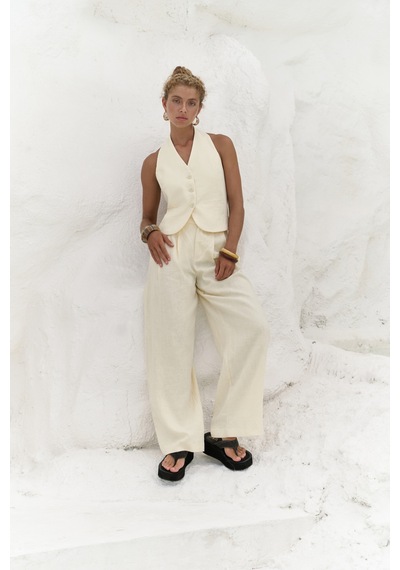 Mai Collection Mai Studios Co. Dena Sırt Dekolteli Sarı Keten Yelek Pantolon Takım Sarı Mai Collection Mai Studios Co. Dena Sırt Dekolteli Sarı Keten Yelek Pantolon Takım Sarı