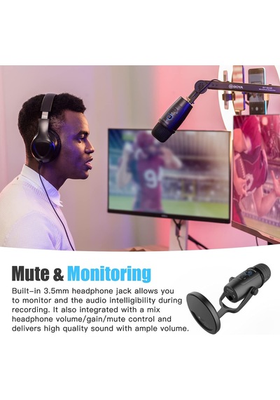 Usb Kondansatörlü Mikrofon, By-pm500 Usb Stüdyo Mikrofonu, Windows, Mac Ve Pc İçin, Vokal, Youtube Akışı, Oyun, Konferans Çağrısı, Asmr, Podcast Video Kaydı İçin Çıkarılabilir Stant