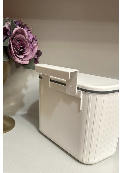 Makri Home Askılı Çöp Kovası- Beyaz- Çift Yönlü Kapaklı - 8 Litre Beyaz