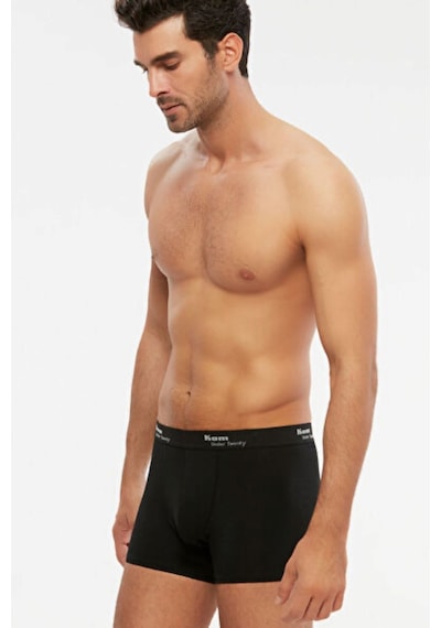 Kom Tight Pamuklu 2 Li Klasik Erkek Boxer 47% Pamuk, 47% Modal Pamuk, 6% Elastan Siyah