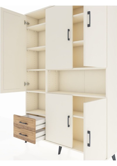 Arges Dolap 10 Raflı 2 Çekmeceli 5 Kapaklı 132x30x195 Aytaşı-aytaşı/çam Aytası/atlas Çam