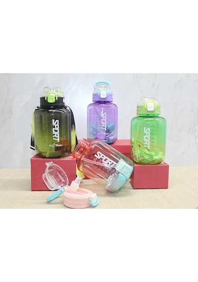 Pipetli Su Matarası 1100 Ml Bpa İçermez Alk3149 Açık Gri
